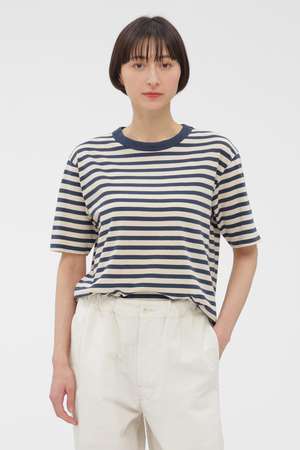 マーガレット・ハウエル/MARGARET HOWELLのCOTTON LINEN STRIPE JERSEY TOP(110100/110102)