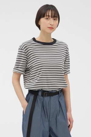 マーガレット・ハウエル/MARGARET HOWELLのCOTTON LINEN MULTI STRIPE JERSEY TOP(110100/110102)