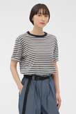 COTTON LINEN MULTI STRIPE JERSEY TOP