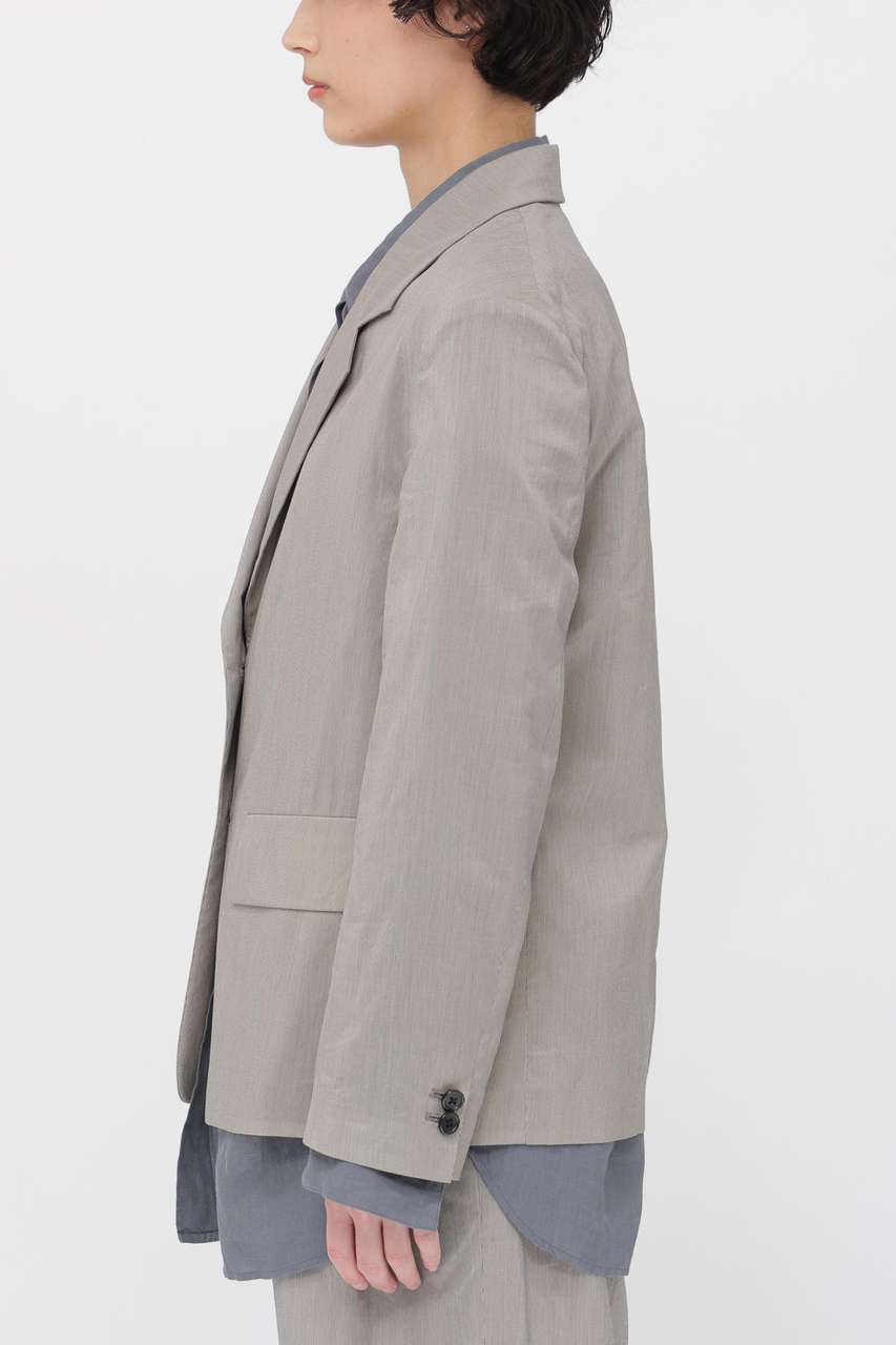 マーガレットハウエル コットン シルク ジャケット S グレージュ MARGARET HOWELL(マーガレット・ハウエル)｜FINE STRIPE COTTON SILK