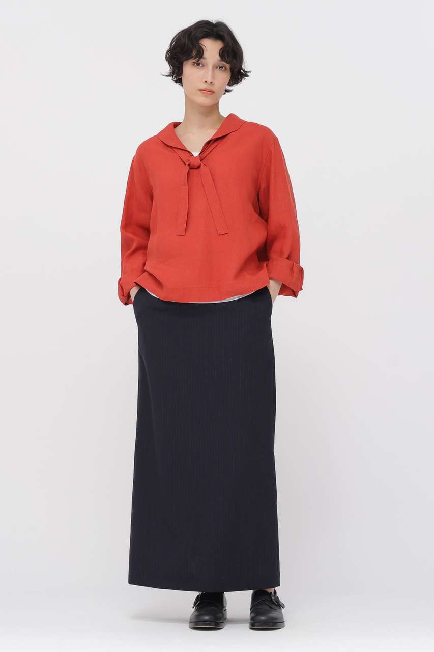 マーガレット・ハウエル/MARGARET HOWELLの【予約販売】SUBTLE STRIPE WOOL SKIRT(ネイビー/5786132211)