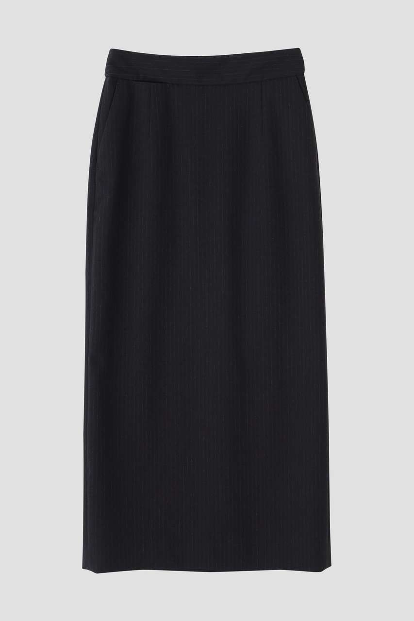 マーガレットハウエル スカート　ダークネイビー　サイズ2 MARGARET HOWELL(マーガレット・ハウエル)｜SUBTLE STRIPE WOOL SKIRT