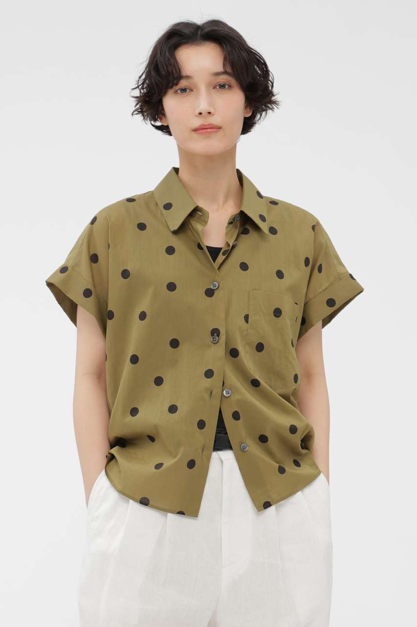 マーガレット・ハウエル/MARGARET HOWELLの【予約販売】POLKA DOT COTTON POPLIN SHIRT(カーキ/5786152205)