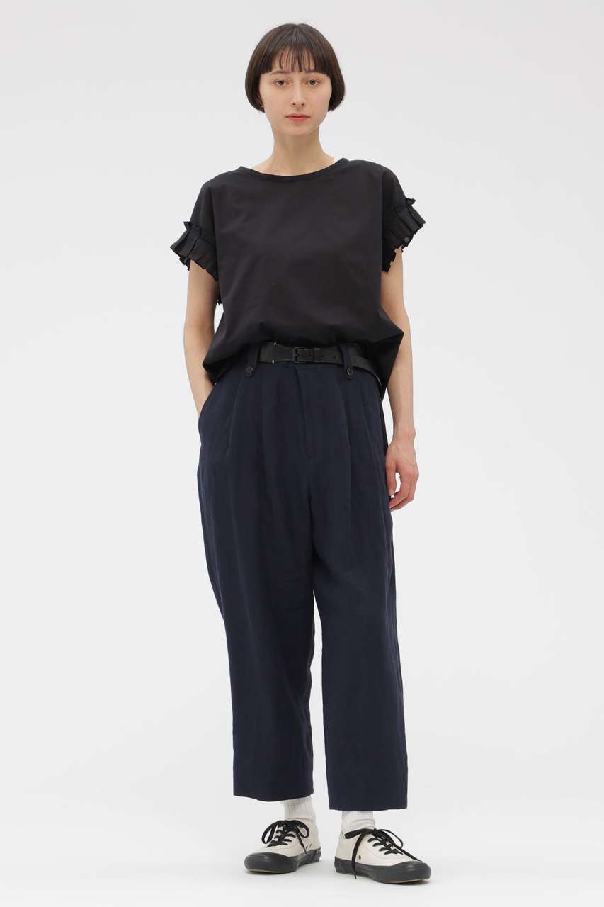 MARGARET HOWELL / マーガレットハウエル | 2022AW | PIECE DYED WASHED COTTON SIHRT コットンタイシャツ | 1 | ブラック | レディース MARGARET HOWELL（マーガレットハウエル）の「PIECE DYED WASHED