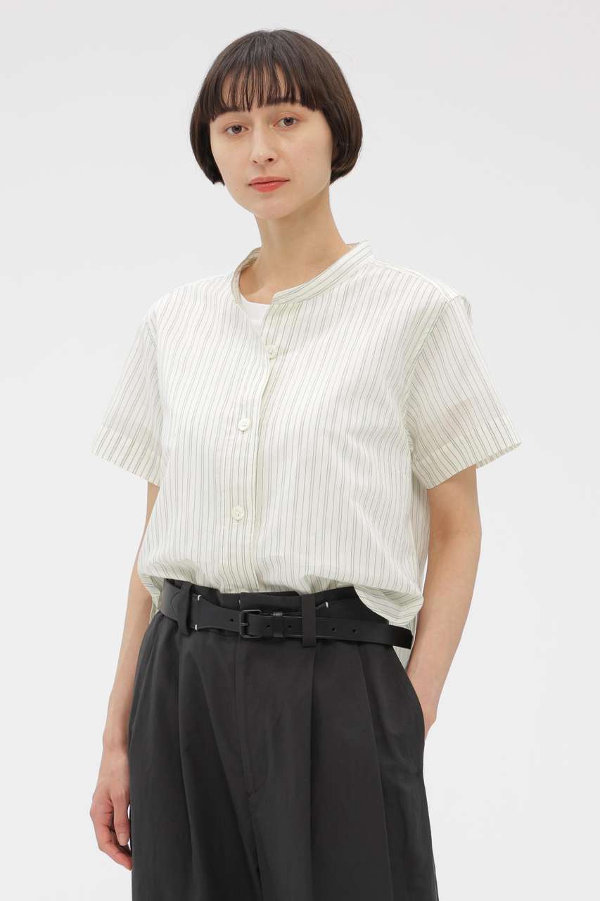 マーガレット・ハウエル/MARGARET HOWELLの【予約販売】COTTON SILK GRAPHIC STRIPE SHIRT(ホワイト/5786152208)