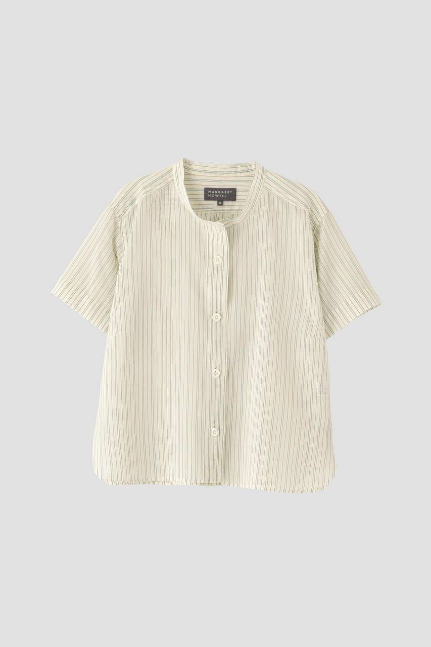 MARGARET HOWELL / マーガレットハウエル | リネン ワイド 半袖シャツ | 2 | ホワイト | レディース マーガレット・ハウエル MARGARET HOWELL LINEN VOILE （WHITE