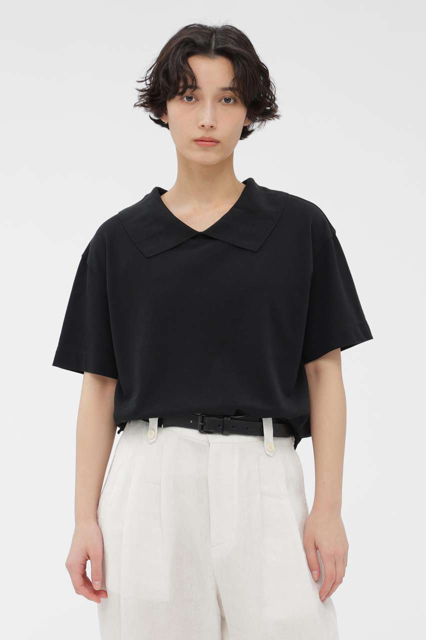 マーガレット・ハウエル/MARGARET HOWELLの【予約販売】COTTON LINEN PIQUE JERSEY TOP(ブラック/5786168206)