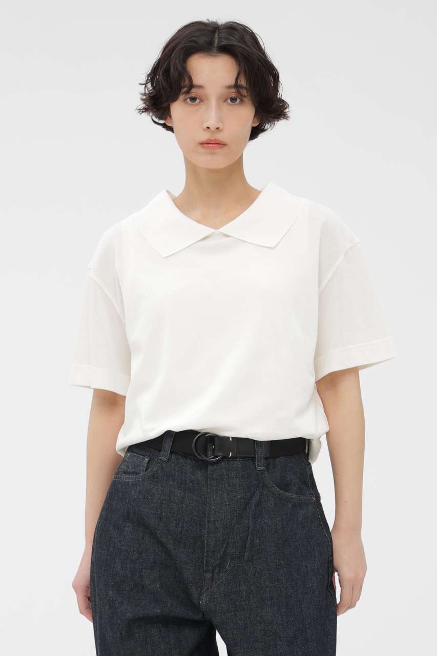マーガレット・ハウエル/MARGARET HOWELLの【予約販売】COTTON LINEN PIQUE JERSEY TOP(ホワイト/5786168206)