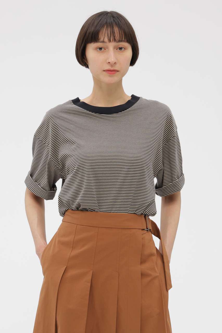 マーガレット・ハウエル/MARGARET HOWELLの【予約販売】COTTON MINI STRIPE JERSEY TOP(ブラック/5786168207)