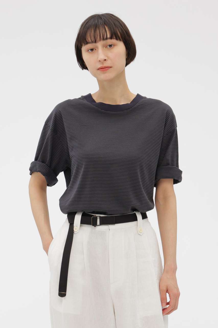マーガレット・ハウエル/MARGARET HOWELLの【予約販売】COTTON MINI STRIPE JERSEY TOP(ネイビー/5786168207)