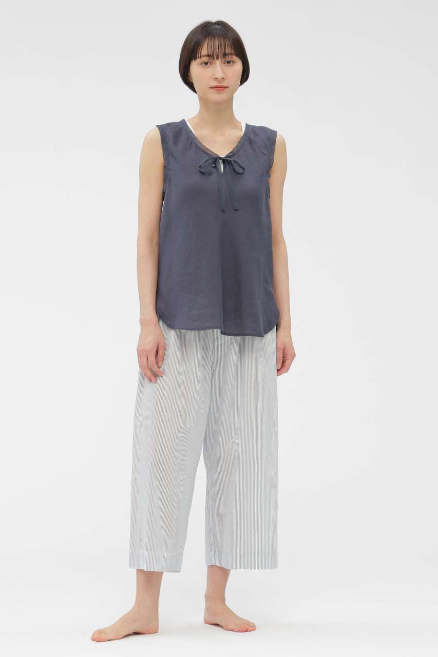 マーガレットハウエル MARGARET HOWELL SOFT LINEN カラーレスシャツ 1＼ネイビー リネン プルオーバー ブラウス【2400014885743】 MARGARET HOWELL - マーガレットハウエル MARGARET HOWELL SOFT LINEN