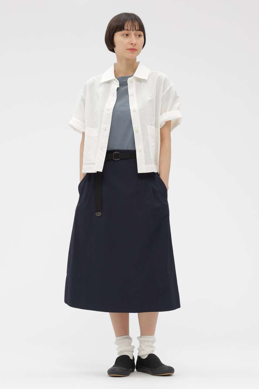 マーガレット・ハウエル/MARGARET HOWELLの【予約販売】FINE COMPACT COTTON POPLIN SKIRT(ネイビー/5956132205)