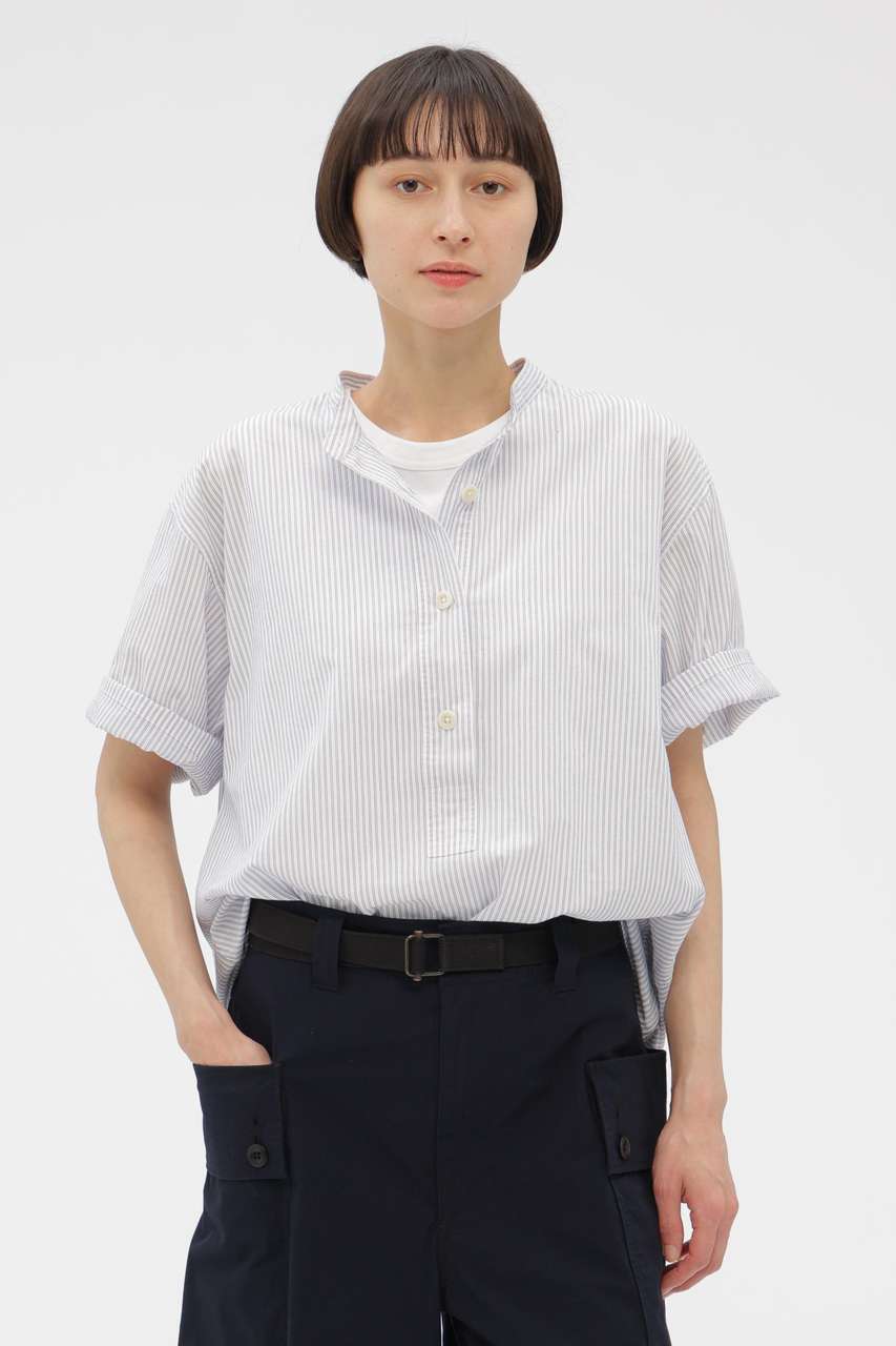 マーガレット・ハウエル/MARGARET HOWELLのYARN DYED COTTON VOILE SHIRT(ブルー/5956152202)