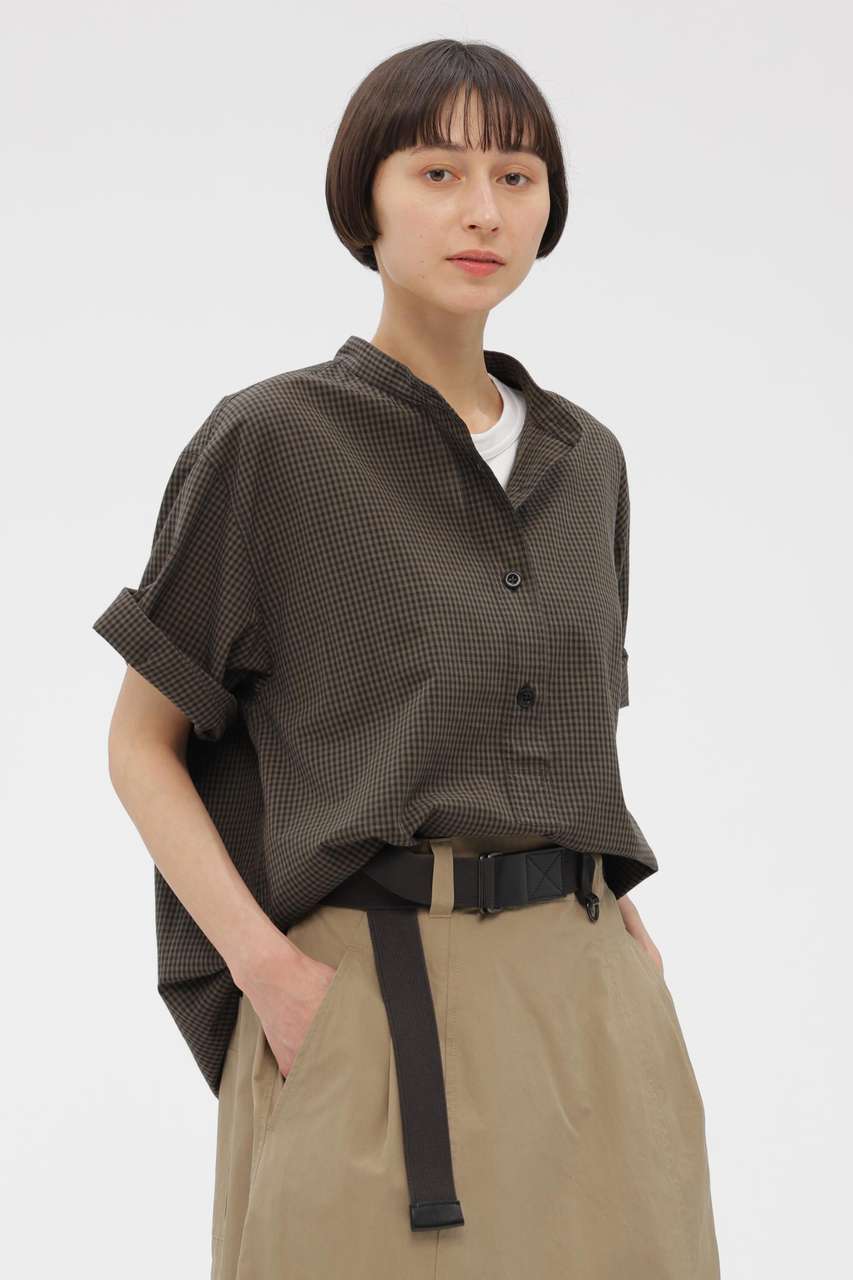 マーガレット・ハウエル/MARGARET HOWELLのYARN DYED COTTON VOILE SHIRT(カーキ/5956152202)