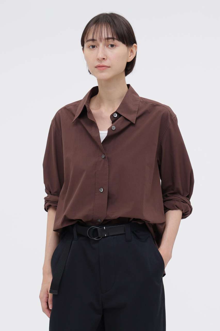 【美品】MHL./マーガレットハウエル/高密度コットンポプリンシャツ/ブラウン MARGARET HOWELL(マーガレット・ハウエル)｜FINE COUNT COTTON POPLIN