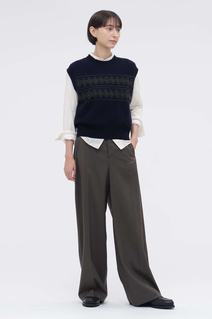 マーガレット・ハウエル/MARGARET HOWELLの【予約販売】WASHABLE WOOL PLAINWEAVE TROUSERS(グリーン/5786242207)