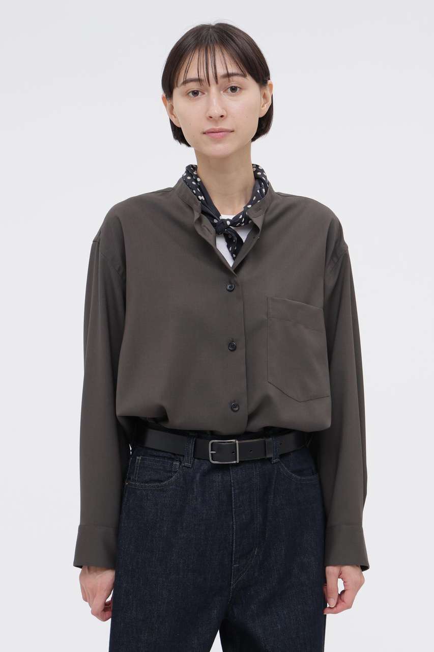 マーガレット・ハウエル/MARGARET HOWELLの【予約販売】WASHABLE WOOL PLAINWEAVE SHIRT(グリーン/5786253209)