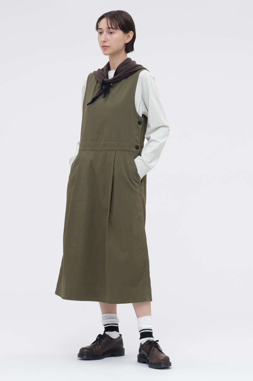 MARGARET HOWELL COTTON NYLON TWILL DRESS (カーキ, ＩＩ) マーガレット・ハウエル ELLE SHOP