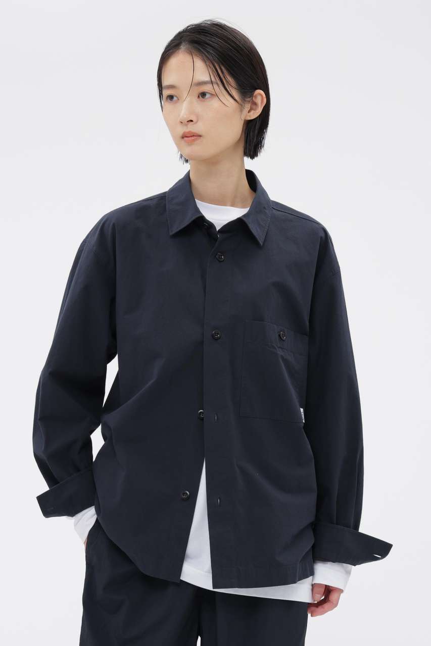 MARGARET HOWELL TOUGH COTTON SHIRTING POPLIN SHIRT (ネイビー, S) マーガレット・ハウエル ELLE SHOP