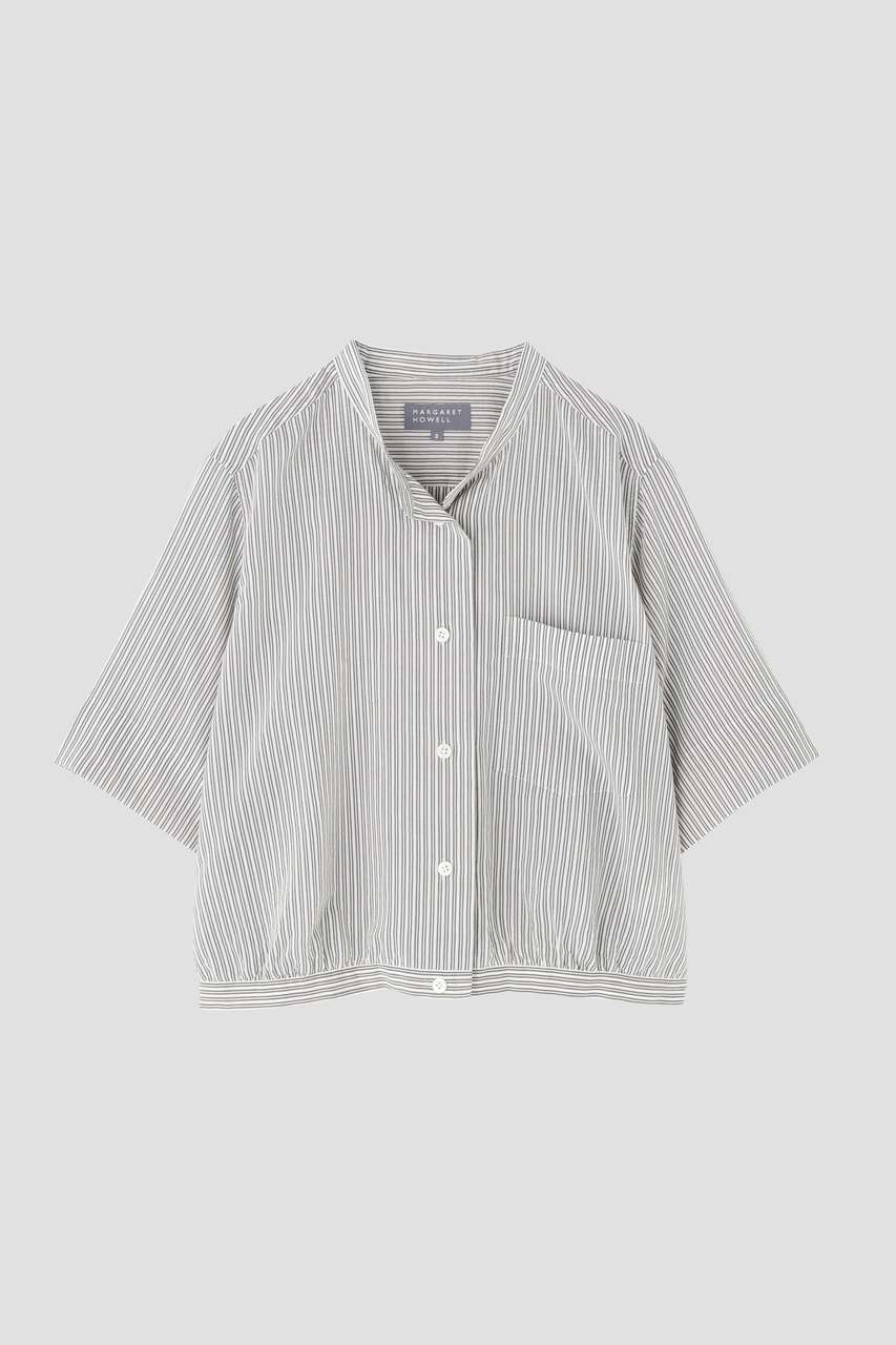 マーガレット・ハウエル/MARGARET HOWELLのDOUBLE STRIPE COTTON SILK SHIRT(グレー/5786152251)