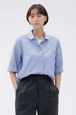 HAIRLINE STRIPE COTTON LINEN SHIRT