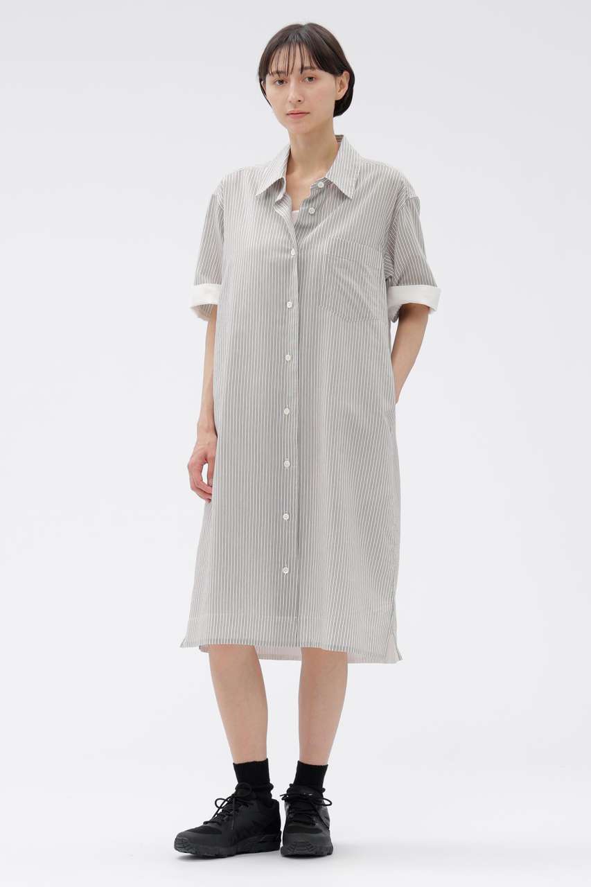 マーガレット・ハウエル/MARGARET HOWELLの【予約販売】DOUBLE STRIPE COTTON SILK DRESS(グレー/5786157252)
