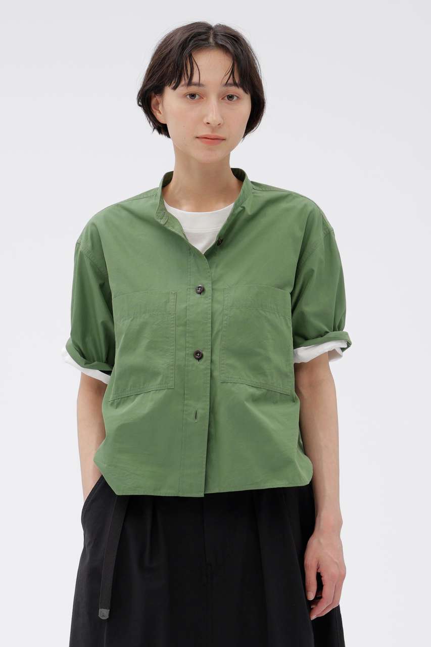 マーガレット・ハウエル/MARGARET HOWELLのCOTTON NYLON VOILE POPLIN SHIRT(グリーン/5956152550)