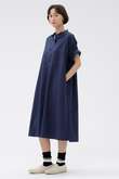 GARMENT DYED COTTON POPLIN DRESS