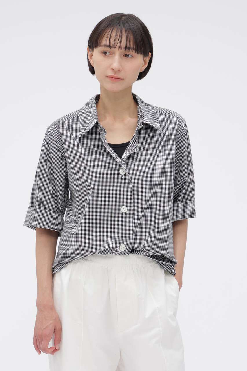 マーガレット・ハウエル/MARGARET HOWELLの【予約販売】COTTON LINEN GINGHAM SHIRT(ブラック/5786253201)