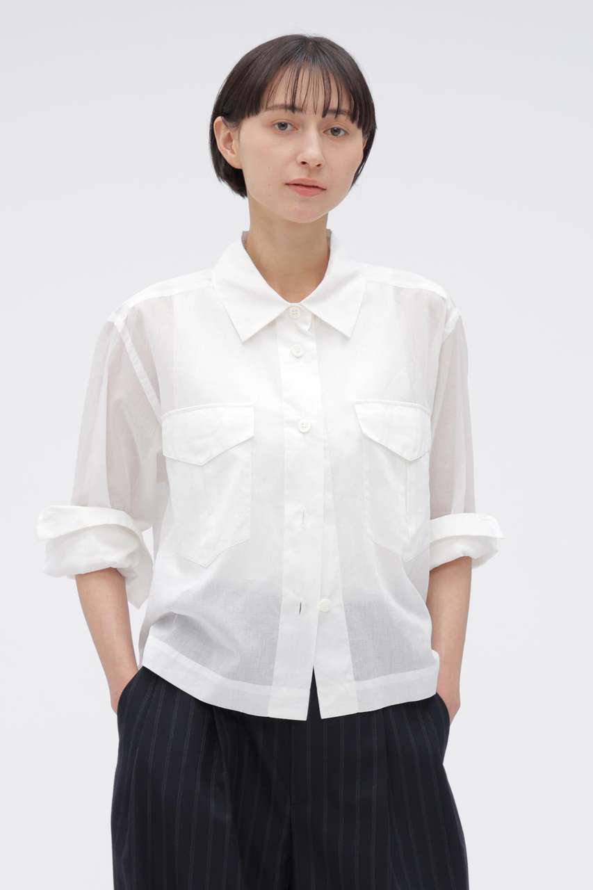 マーガレット・ハウエル/MARGARET HOWELLの【予約販売】SHEER COTTON STRIPE SHIRT(ホワイト/5786253204)