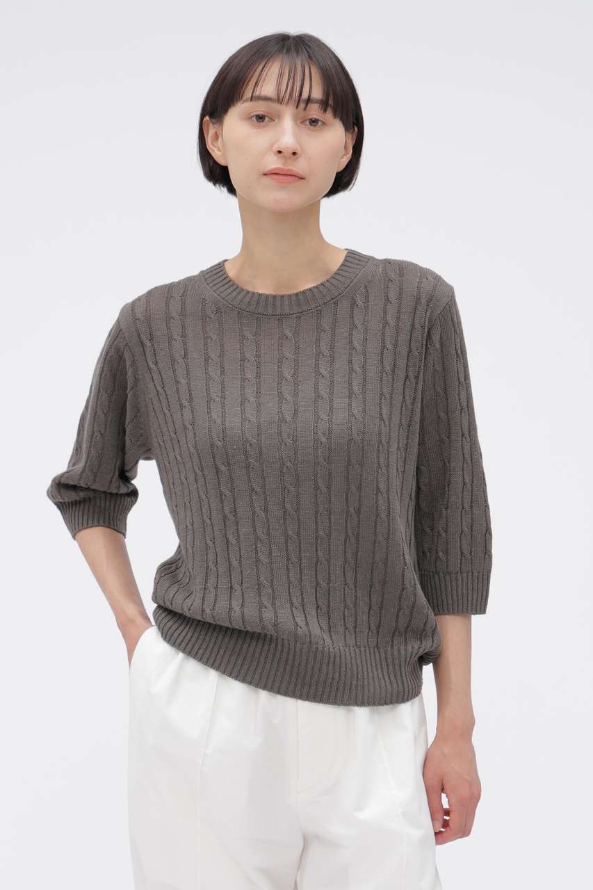 マーガレット・ハウエル/MARGARET HOWELLの【予約販売】CABLE KNIT LINEN KNITWEAR(グレー/5786263201)
