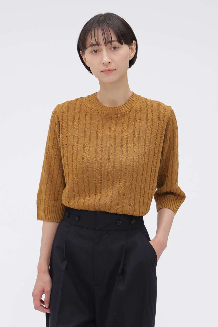 マーガレット・ハウエル/MARGARET HOWELLの【予約販売】CABLE KNIT LINEN KNITWEAR(イエロー/5786263201)