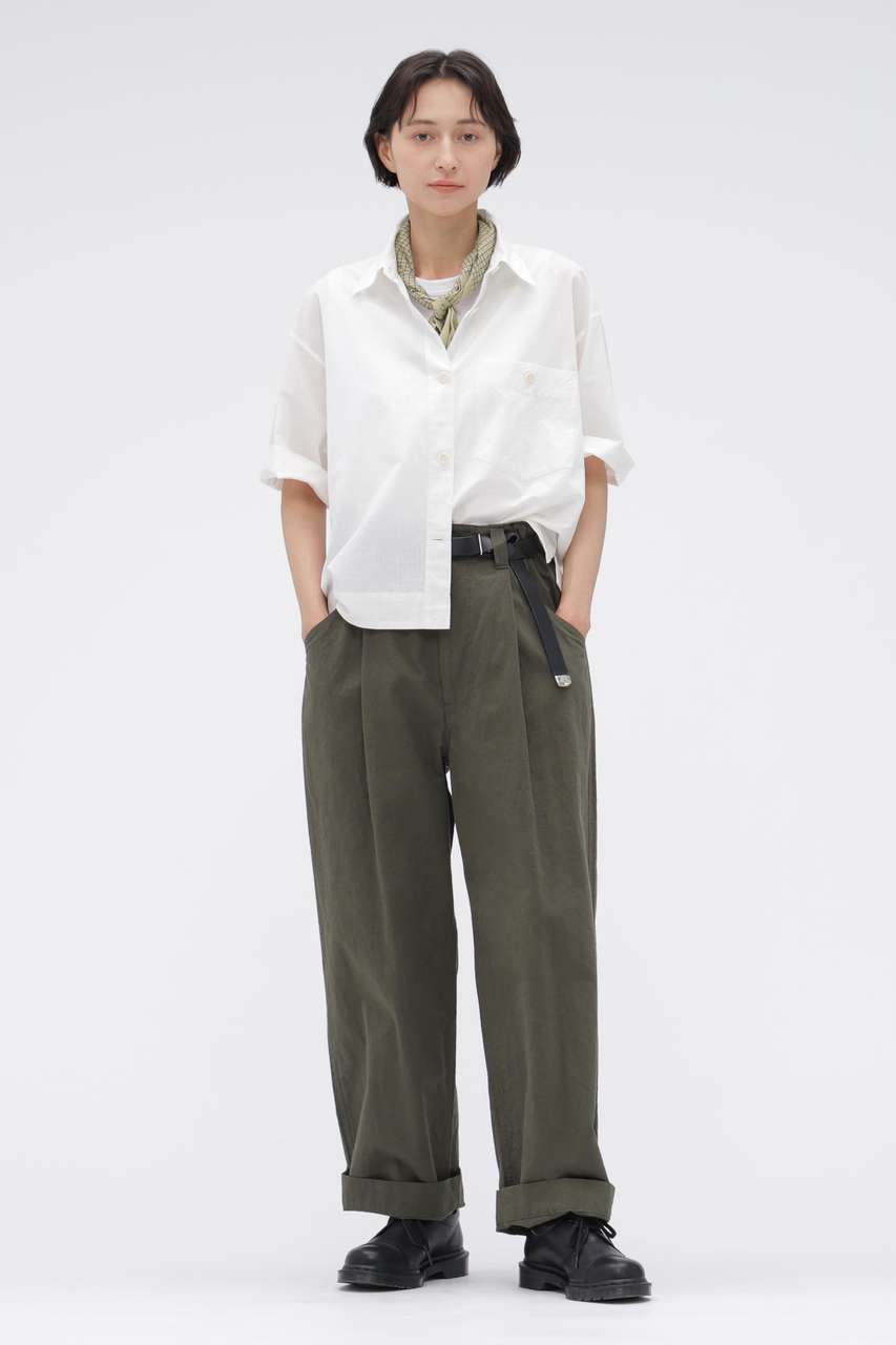 マーガレット・ハウエル/MARGARET HOWELLの【予約販売】COTTON LINEN TINY RIPSTOP TROUSERS(カーキ/5956240200)