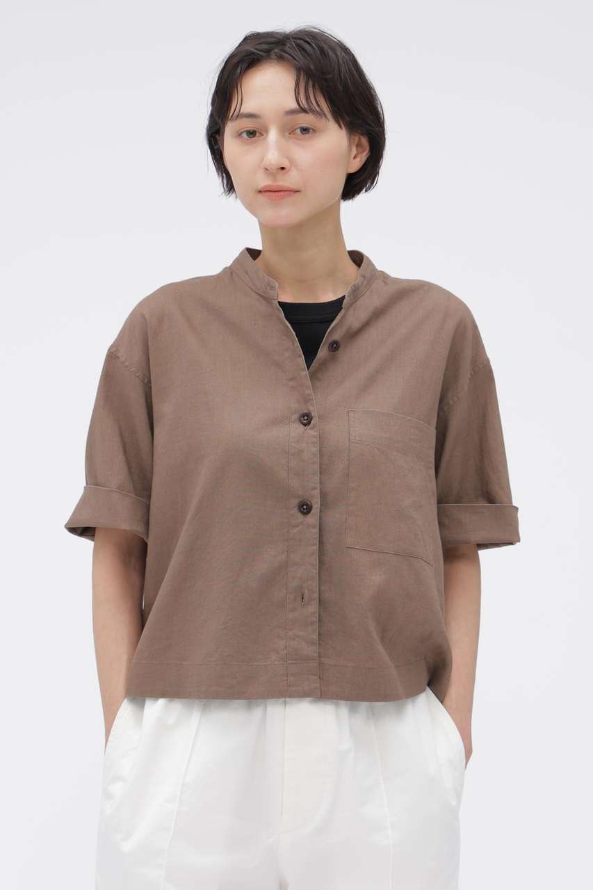 マーガレット・ハウエル/MARGARET HOWELLの【予約販売】SURFACE DYED COTTON LINEN SHIRT(ブラウン/5956252201)
