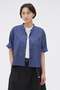 【予約販売】SURFACE DYED COTTON LINEN SHIRT マーガレット・ハウエル/MARGARET HOWELL ブルー