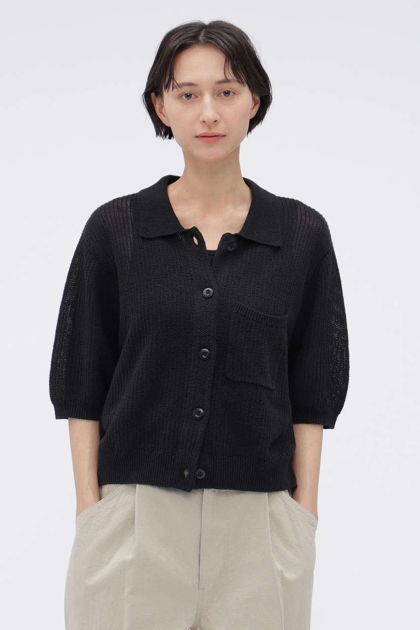 マーガレット・ハウエル/MARGARET HOWELLの【予約販売】IRREGULAR RIB COTTON LINEN KNITWEAR(ブラック/5956264200)
