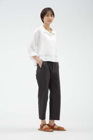 PLAIN WEAVE COTTON LINEN TROUSERS