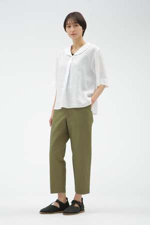 PLAIN WEAVE COTTON LINEN TROUSERS