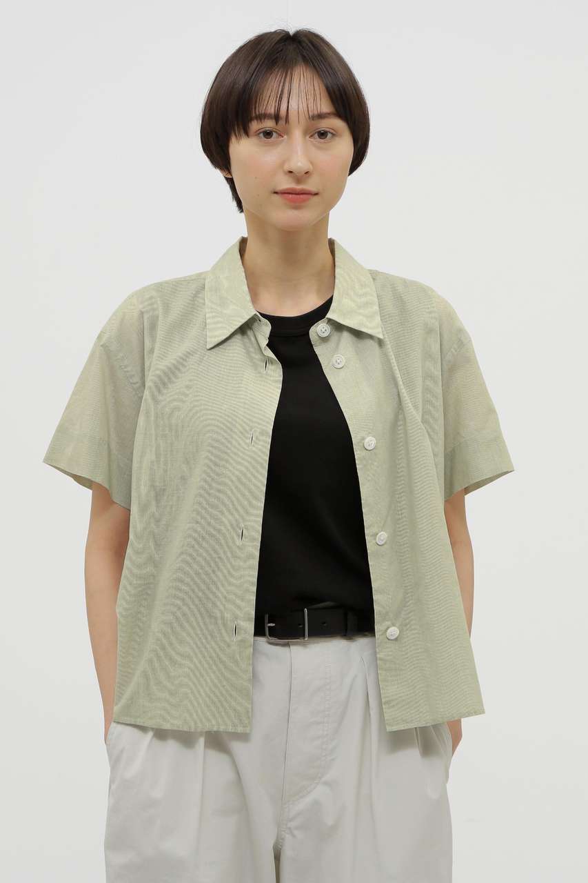 マーガレット・ハウエル/MARGARET HOWELLのHAIRLINE STRIPE COTTON LINEN SHIRT(グリーン/5785152008)