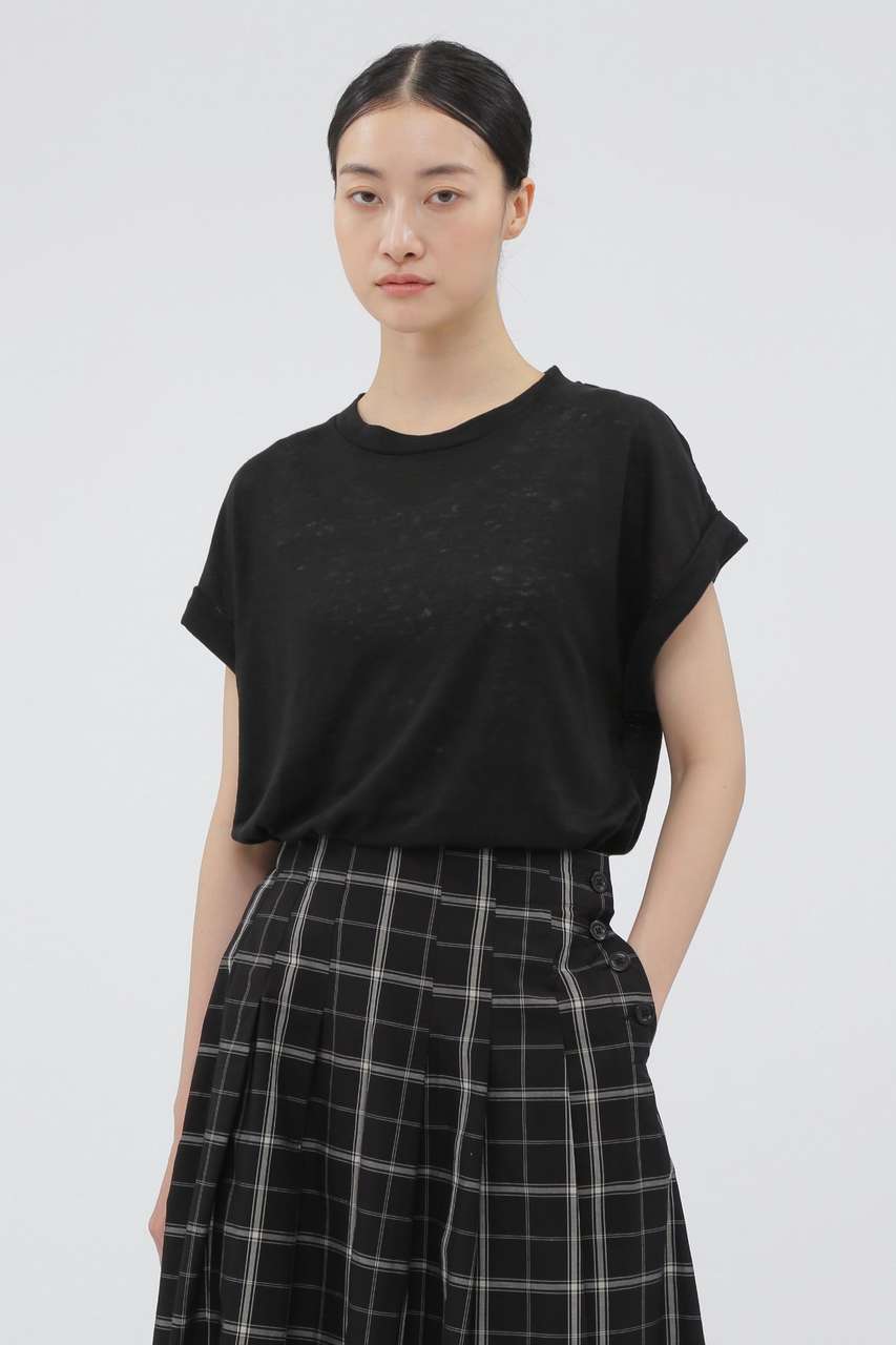 マーガレット・ハウエル/MARGARET HOWELLのLINEN JERSEY TOP(ブラック/5785168030)