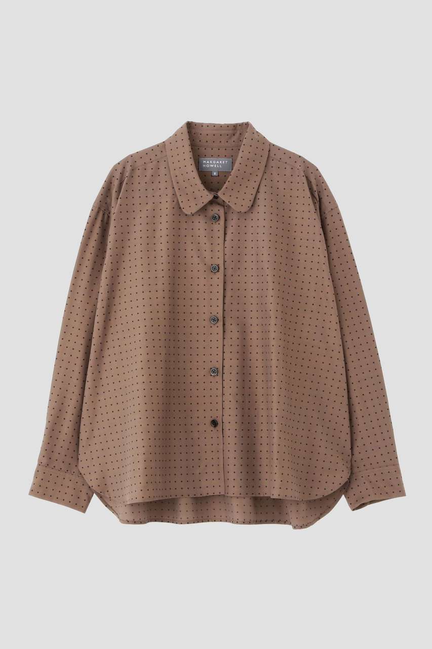 美品 マーガレットハウエルOUTLINE SPOT SILKシャツ M MARGARET HOWELL(マーガレット・ハウエル)｜SPOT PRINT COTTON SILK