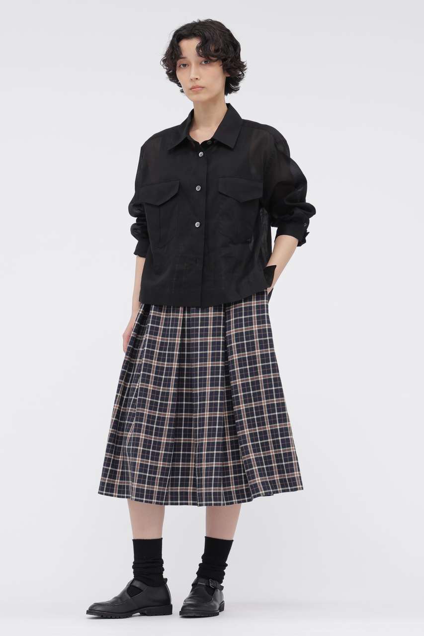 マーガレット・ハウエル/MARGARET HOWELLの【予約販売】WOOL LINEN CHECK SKIRT(ネイビー/5786232203)
