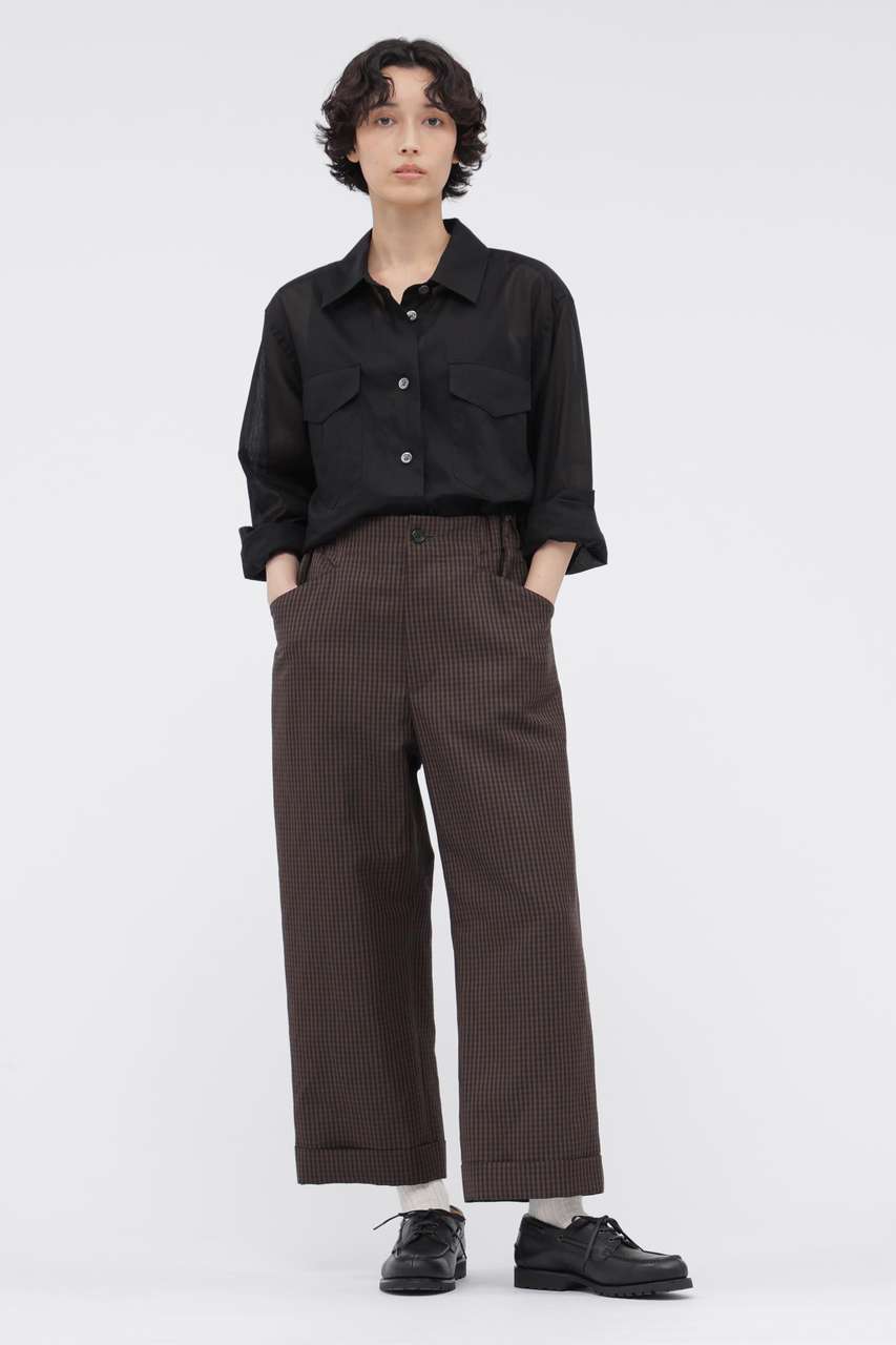 マーガレット・ハウエル/MARGARET HOWELLの【予約販売】LINEN WOOL GINGHAM TROUSERS(ブラウン/5786243203)