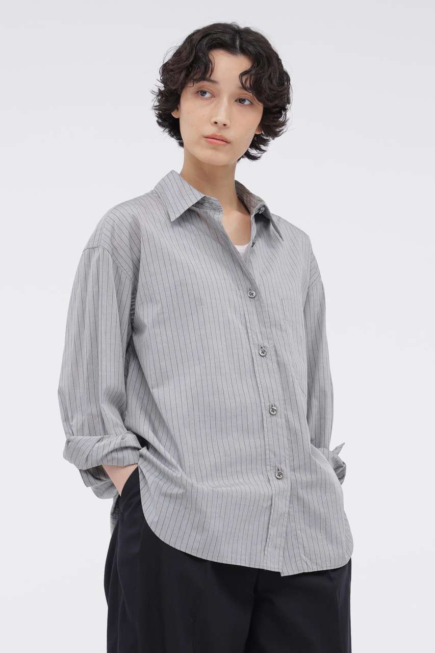 マーガレット・ハウエル/MARGARET HOWELLの【予約販売】FINE COTTON STRIPE SHIRT(グレー/5786253207)