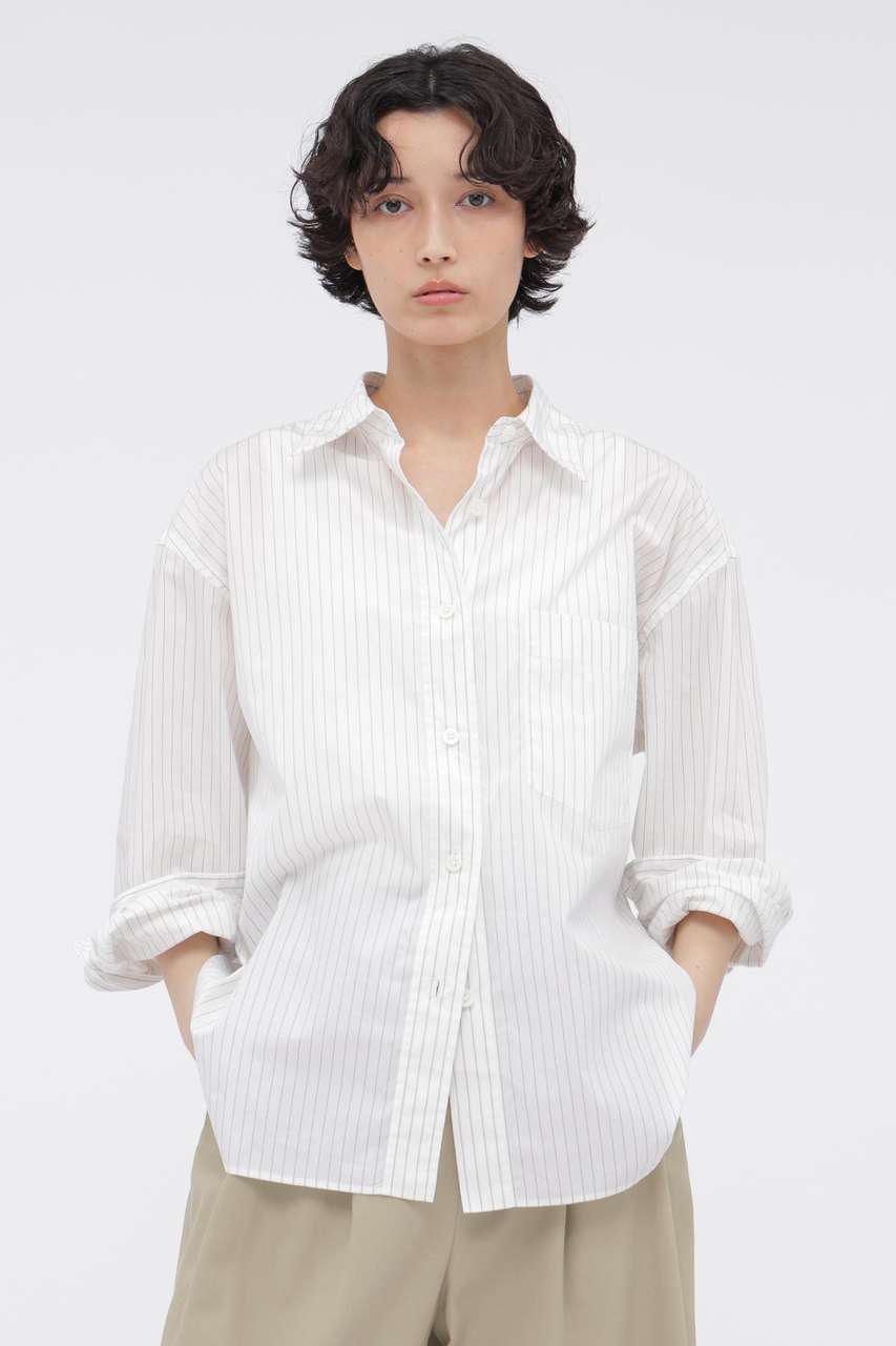 マーガレット・ハウエル/MARGARET HOWELLの【予約販売】FINE COTTON STRIPE SHIRT(ホワイト/5786253207)