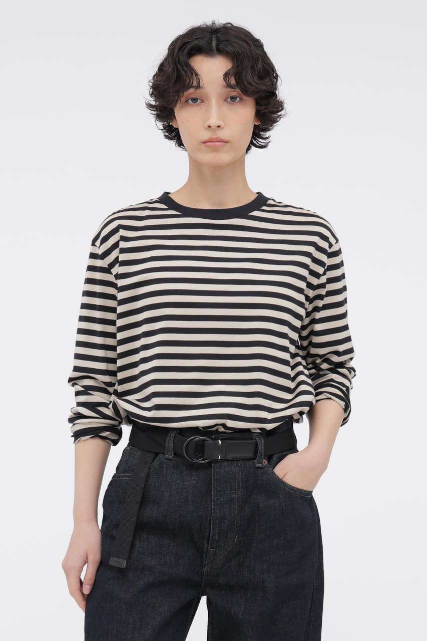 マーガレット・ハウエル/MARGARET HOWELLの【予約販売】STRIPE COTTON JERSEY TOP(ブラック/5786269202)