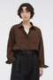 【予約販売】FADED LINEN COTTON PLAINWEAVE SHIRT マーガレット・ハウエル/MARGARET HOWELL ブラウン