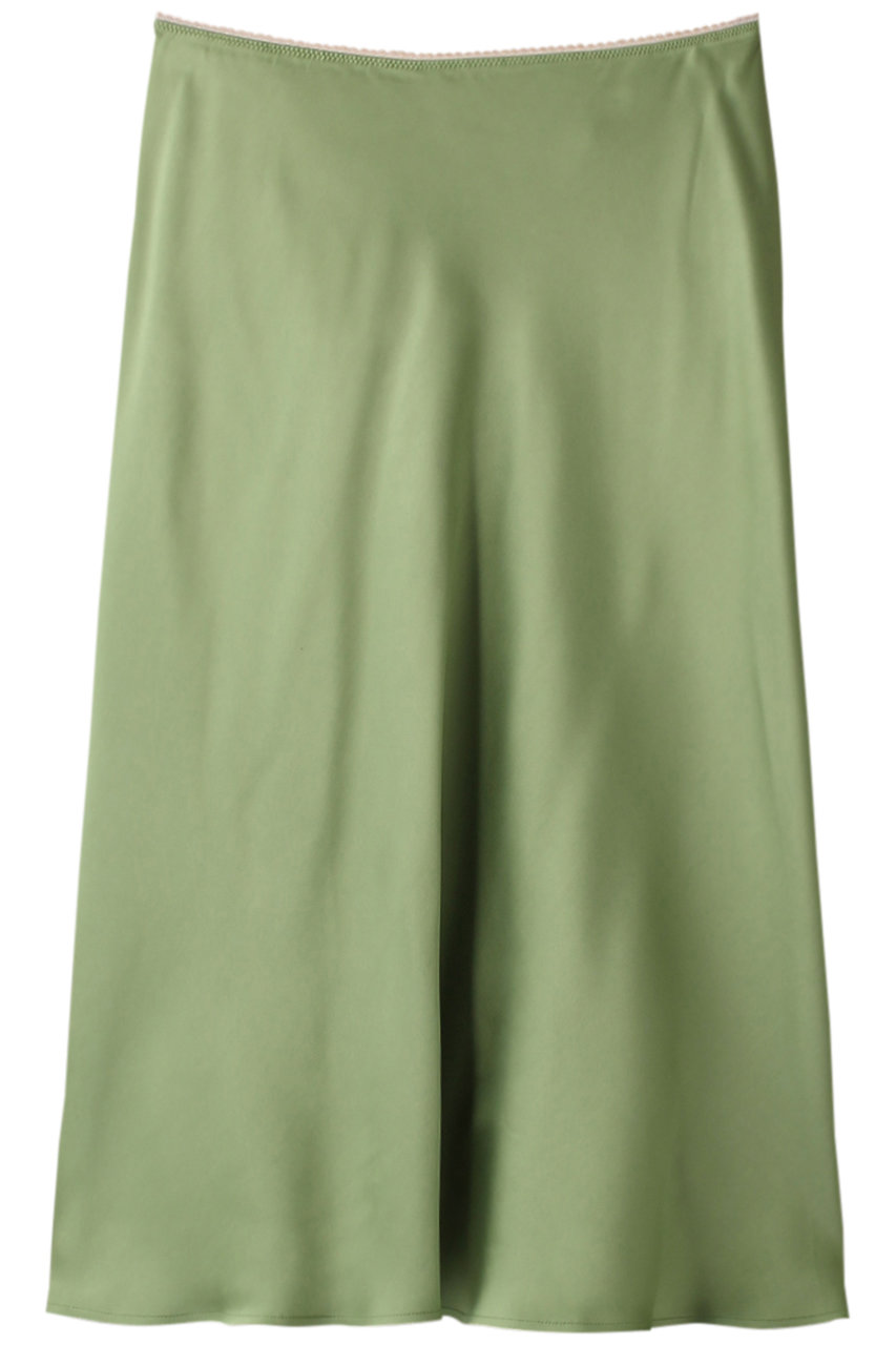 ＜ELLE SHOP＞ N°21 サテンスカート (グリーン 40) ヌメロ ヴェントゥーノ ELLE SHOP