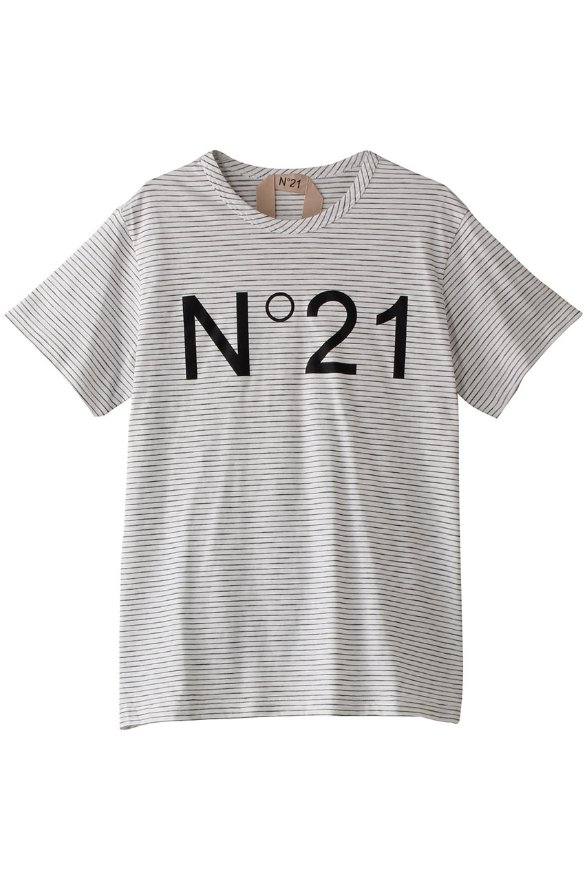 ヌメロ ヴェントゥーノ/N°21のロゴボーダーTシャツ(ホワイト/25S-F052-4073)