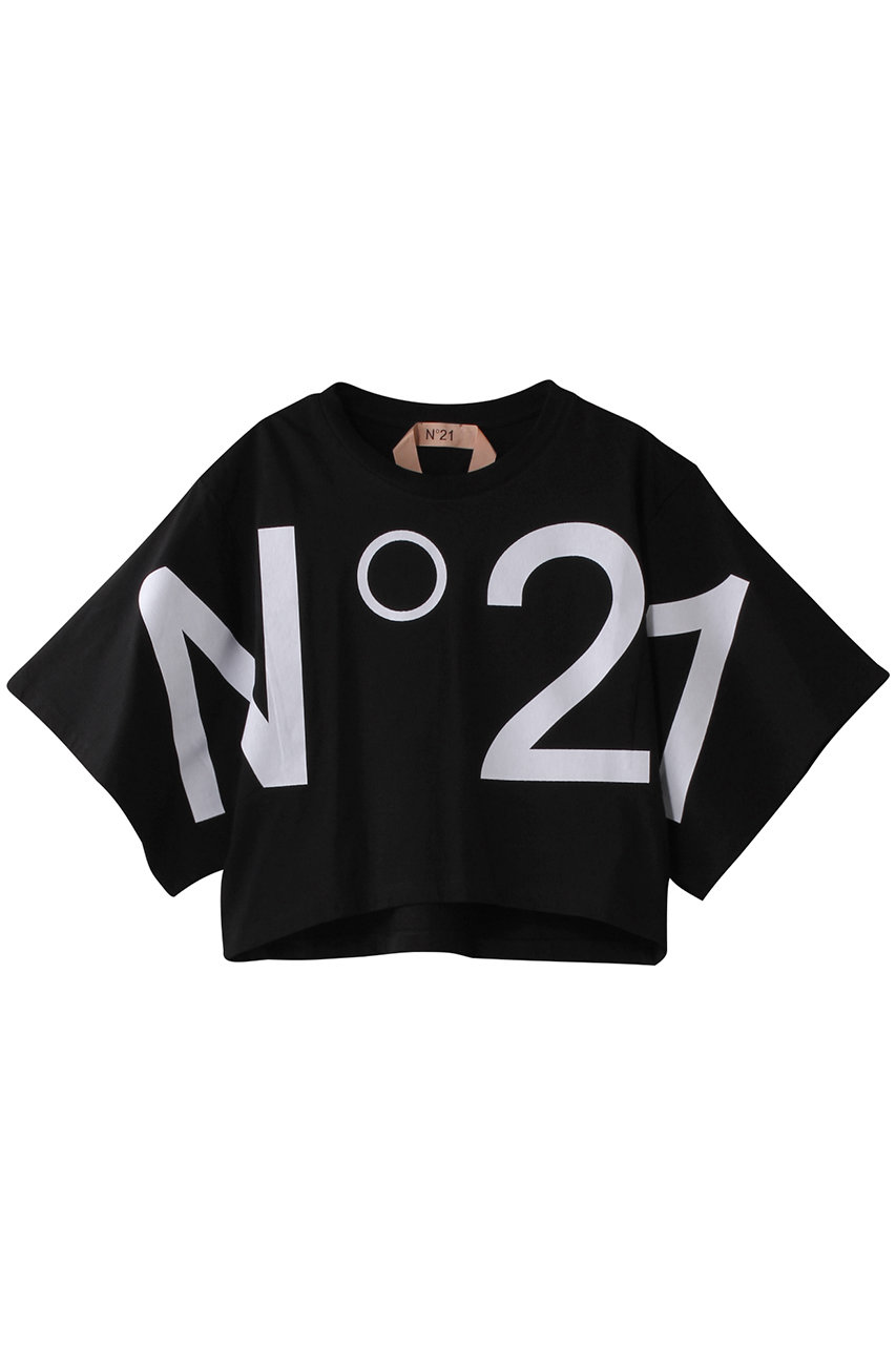 ヌメロ ヴェントゥーノ/N°21のロゴプリントクロップドTシャツ(ブラック/25S-F101-6328)